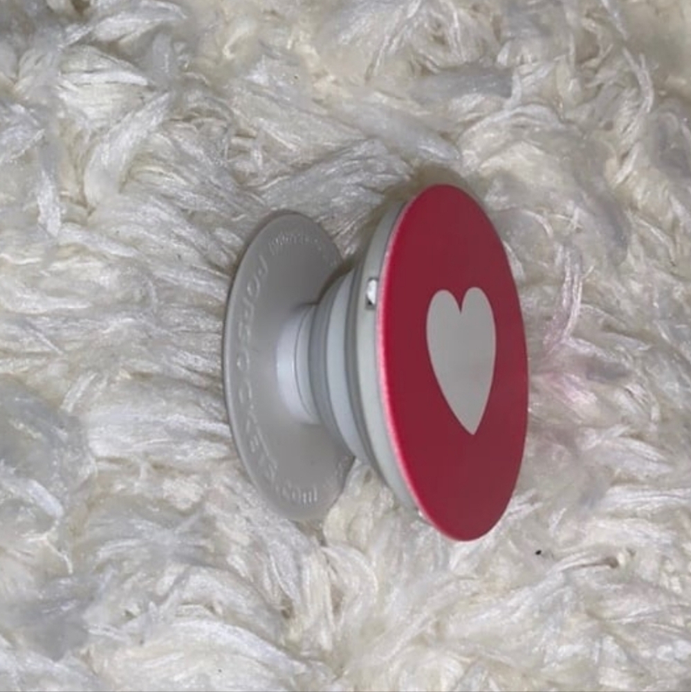 New “Love” Button Heart Pop Socket / Red & White … - image 2